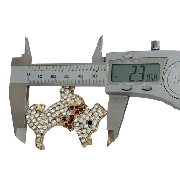 Monet Gold Tone Rhinestone Schnauzer Scottie Dog Brooch Pin, Signed K02 - Picture 6 of 8